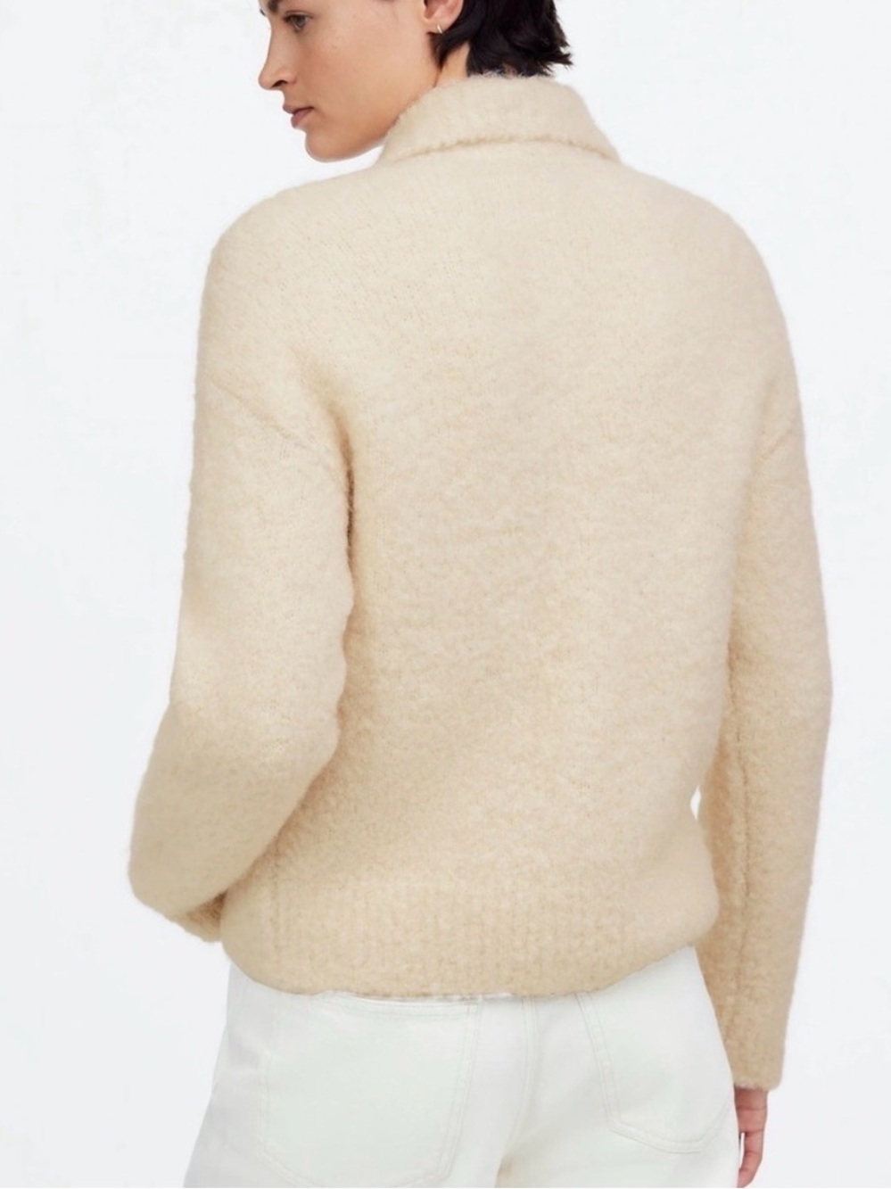 Madewell Bouclé-Knit Sweater Jacket in Alabaster - Picture 3 of 11
